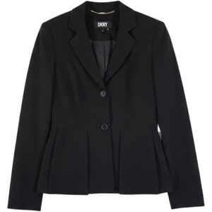 DKNY Black Peplum Fitted Tailored Blazer Women's 2 Corpcore Quiet Luxury EUC